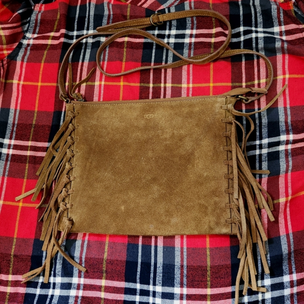 UGG Brown Suede Fringe Crossbody
